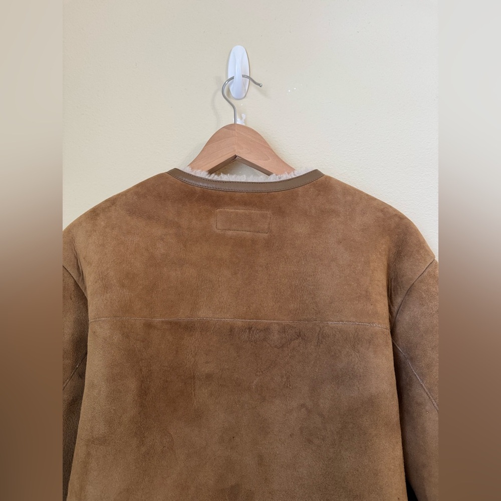 Nili Lotan Eleanor Coat Jacket Suede Lamb Fur Camel Size Small - Picture 5 of 5